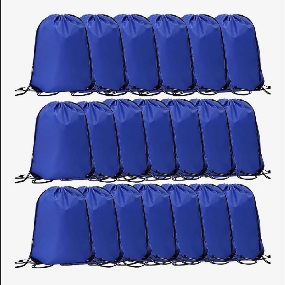 CODOBON 20 Drawstring Bags, Bulk Cinch Polyester Bag for Gym Sport Royal Blue